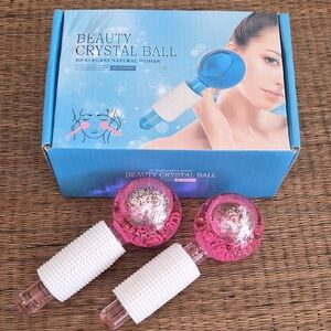 Beauty Crystal Ball Facial Massage Rollers - Pink